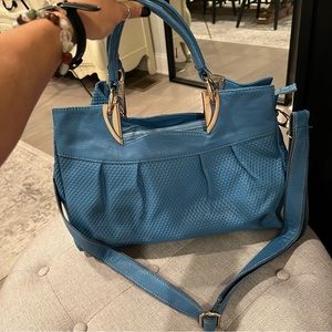 NEW Authentic Leather Baby Blue Purse Handbag